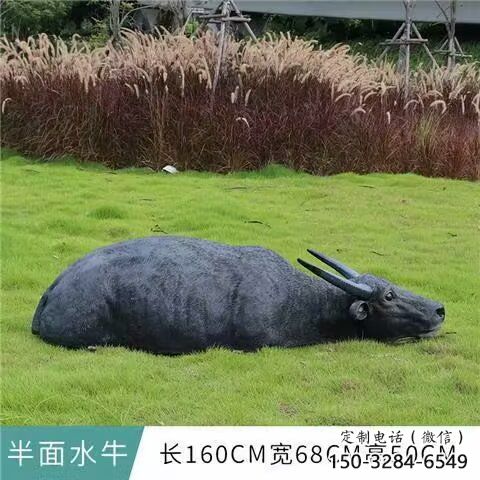 水牛雕塑廠，公園園林動(dòng)物，仿真景觀擺件