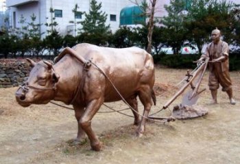 農(nóng)耕水牛雕塑，田間景觀小品，抽象幾何原理