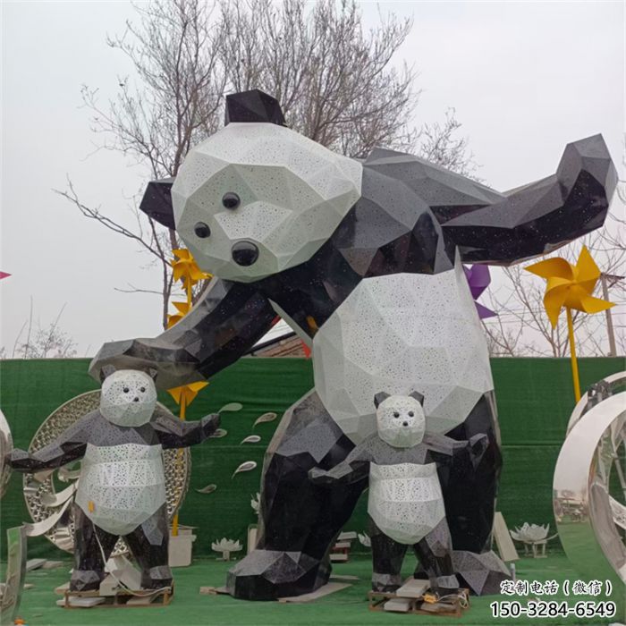 幾何大熊雕塑廠家，酒店房地產(chǎn)雕塑，現(xiàn)代動物雕塑