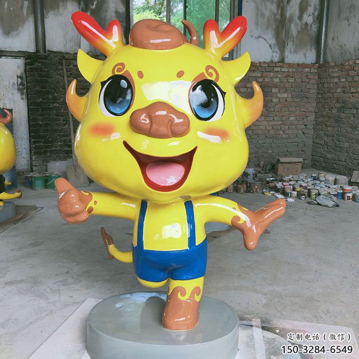 卡通龍形雕塑，抽象彩繪工藝，動(dòng)漫動(dòng)物擺件 (3)