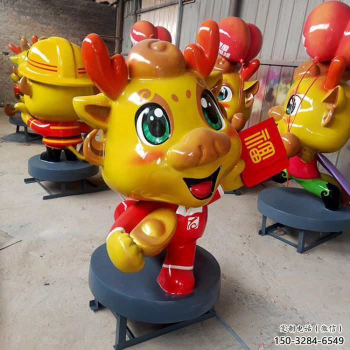 彩繪龍形雕塑廠家，動漫動物小品，彩繪工藝效果