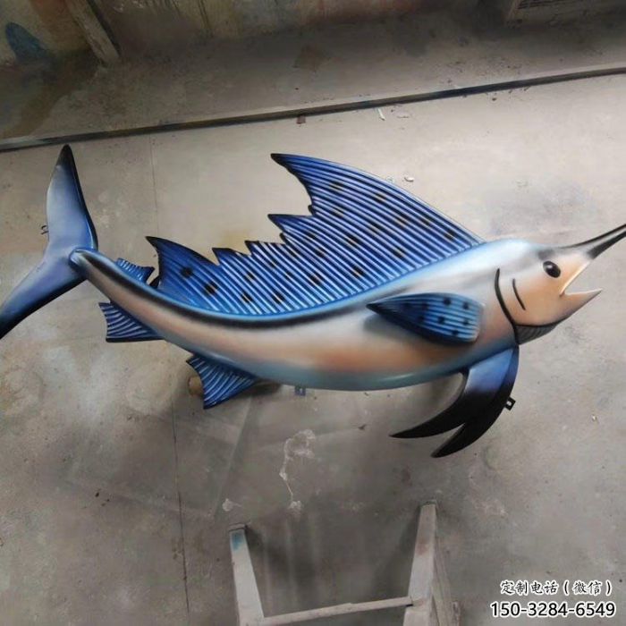 卡通廣場(chǎng)劍魚(yú)雕塑廠家，戶外街頭雕塑，海洋生物雕塑