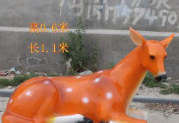 彩繪梅花鹿雕塑，彩繪工藝，玻璃鋼動物雕塑廠家