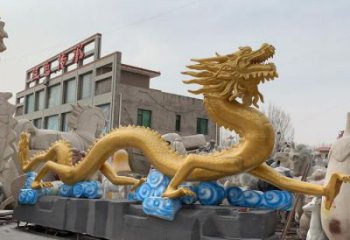 烤漆龍形雕塑廠家，動(dòng)物擺件，城市園林?jǐn)[件