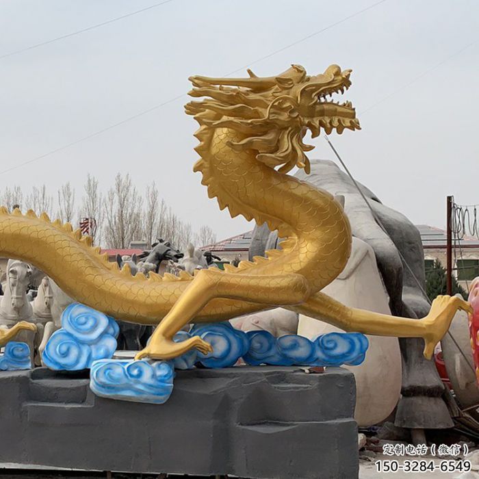 龍頭雕塑廠家，玻璃鋼動物雕塑，房地產(chǎn)售樓處擺件