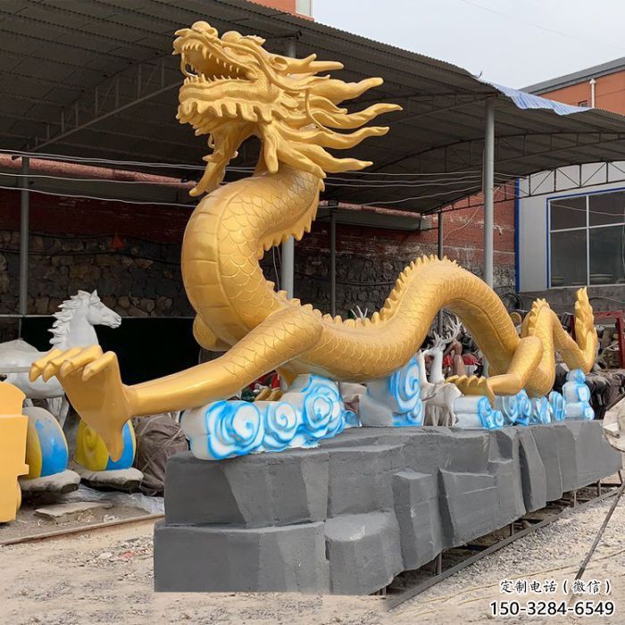 抽象龍頭雕塑，動物玻璃鋼雕塑，房地產(chǎn)售樓處擺件
