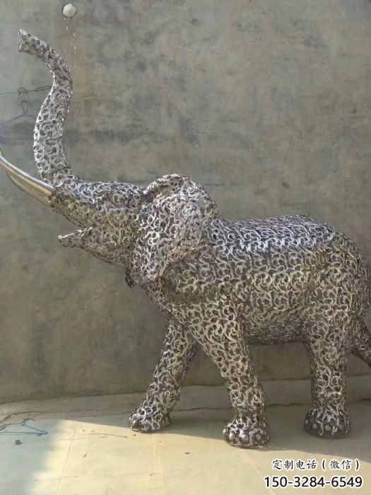 庭院小象雕塑廠家，動物小品，網(wǎng)格工藝