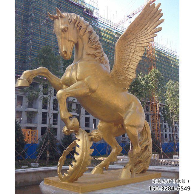 售樓部天馬雕塑廠家，美陳動(dòng)物小品，鍍銅工藝