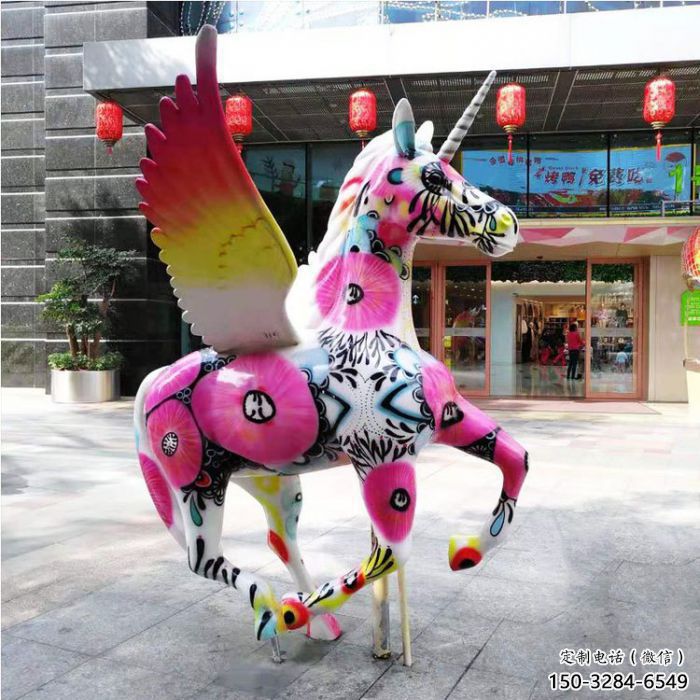 庭院天馬雕塑廠家，現代小品，彩繪工藝效果