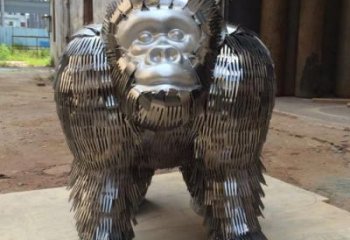 庭院猩猩雕塑廠家，動(dòng)物主題，拉絲工藝