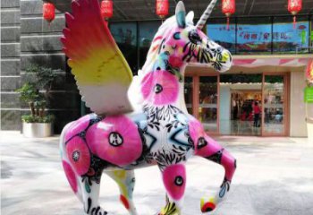 庭院天馬雕塑廠家，現(xiàn)代小品，彩繪工藝效果