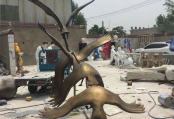 古銅色大雁雕塑廠家 大型城市雕塑 商業(yè)街擺件