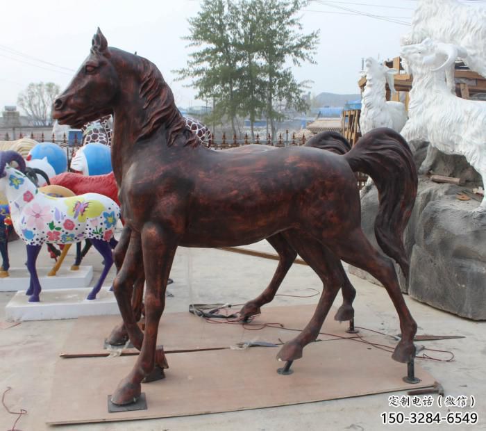 庭院小馬雕塑廠家，動物小品，廣場擺件
