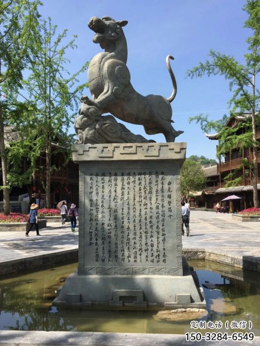 售樓部白虎雕塑，仿銅動(dòng)物雕塑，彩繪題材