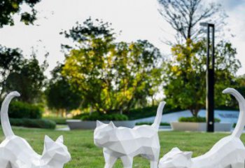 制作公園小貓咪雕塑，公園主題雕塑，幾何工藝