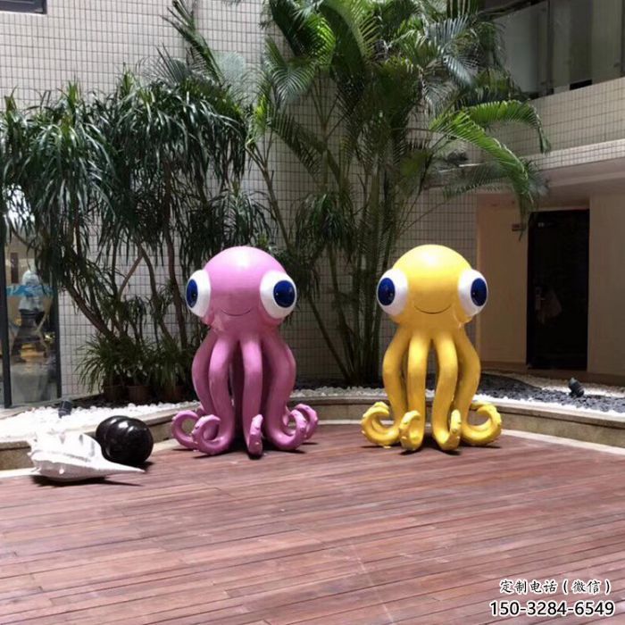 海洋館烏賊雕塑，彩繪海洋雕塑，動漫雕塑工藝