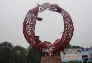 公園魚形雕塑，彩繪海洋雕塑，卡通主題