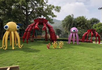 室內(nèi)烏賊雕塑，彩繪海洋雕塑，抽象效果