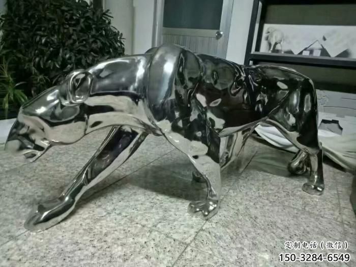 抽象獵豹雕塑，戶外動(dòng)物雕塑，鏡面工藝