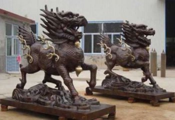 街道貔貅雕塑，大型動(dòng)物雕塑，古銅效果