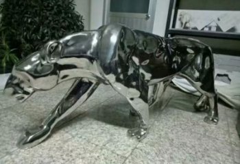 抽象獵豹雕塑，戶外動(dòng)物雕塑，鏡面工藝