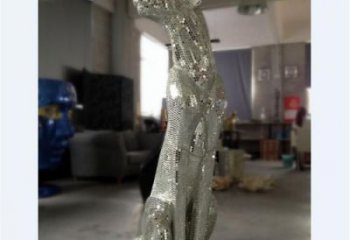 大型獵豹雕塑，公園動(dòng)物雕塑，拋光工藝
