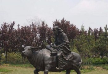 步行街老牛雕塑，玻璃鋼農(nóng)耕雕塑，烤漆方式