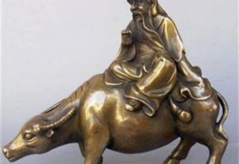 城市老牛雕塑，老子騎牛雕塑，古銅效果