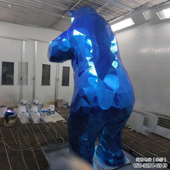 小區(qū)狗熊雕塑，幾何動物雕塑，抽象效果