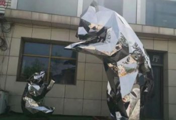 步行街狗熊雕塑，仿真動(dòng)物雕塑，幾何方式