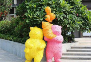 抽象狗熊雕塑，仿古動漫雕塑，卡通擺件