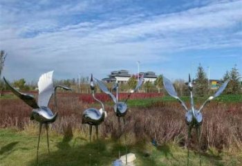 公園白鶴雕塑廠家 酒店門(mén)口雕塑 彩繪擺件