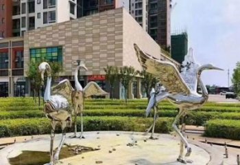 鏤空白鶴雕塑廠家 廣場(chǎng)近代雕塑 門(mén)口小品