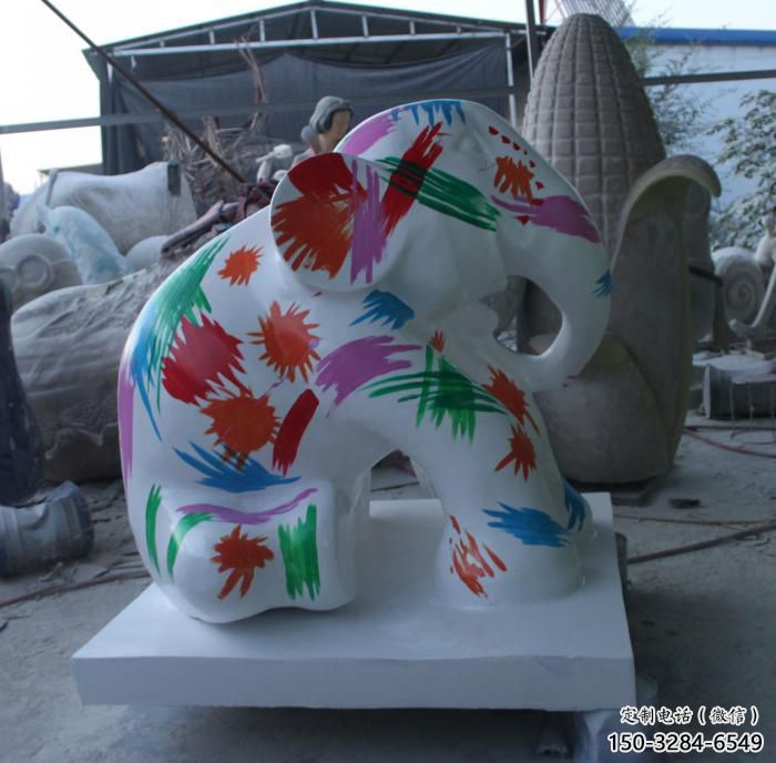 藝術(shù)大象雕塑，中式工藝，彩繪大象雕塑制作廠家
