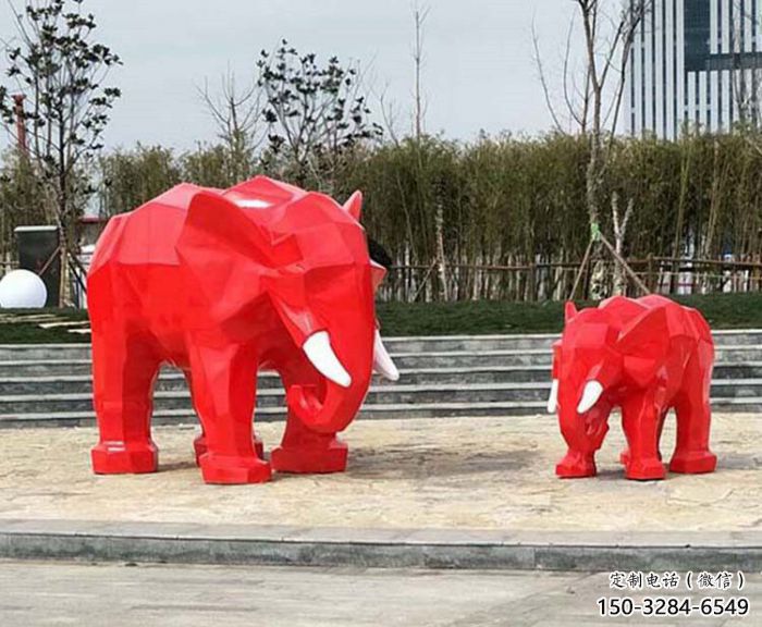 幾何大象雕塑精選，露天雕塑，切面大象雕塑訂做