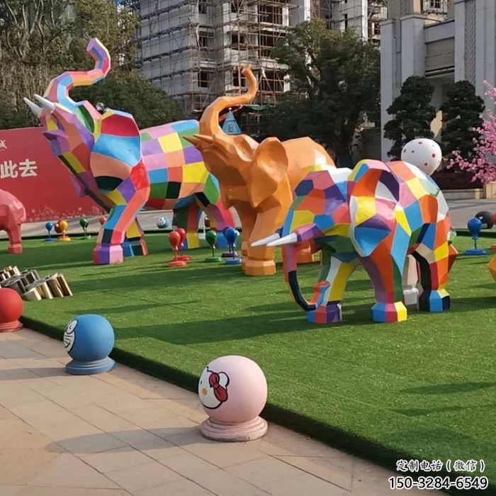 公共大象雕塑訂做，城市裝飾，景觀卡通大象雕塑展品