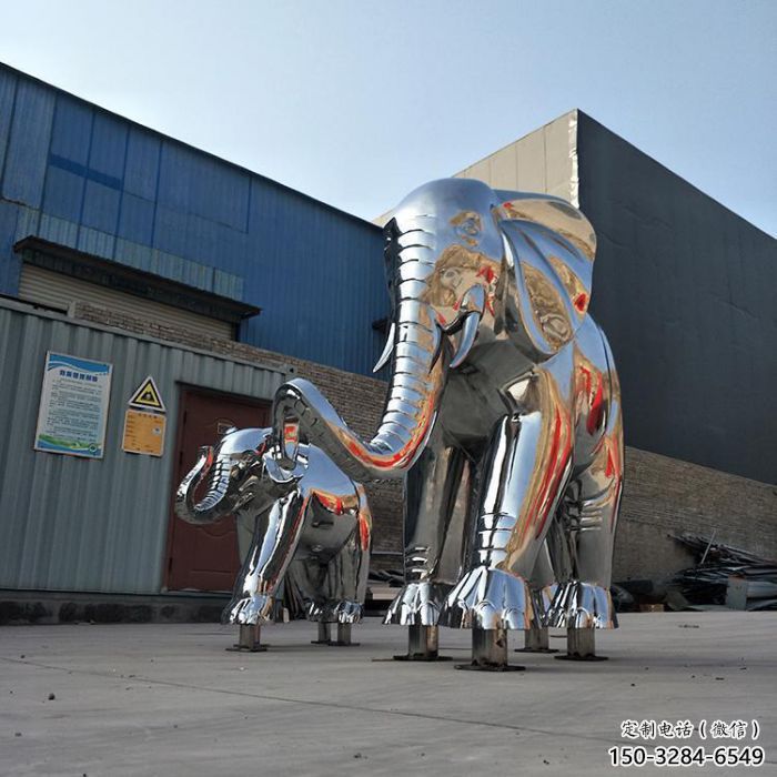不銹鋼大象雕塑廠家，動物景觀雕塑，不銹鋼動物雕塑加工