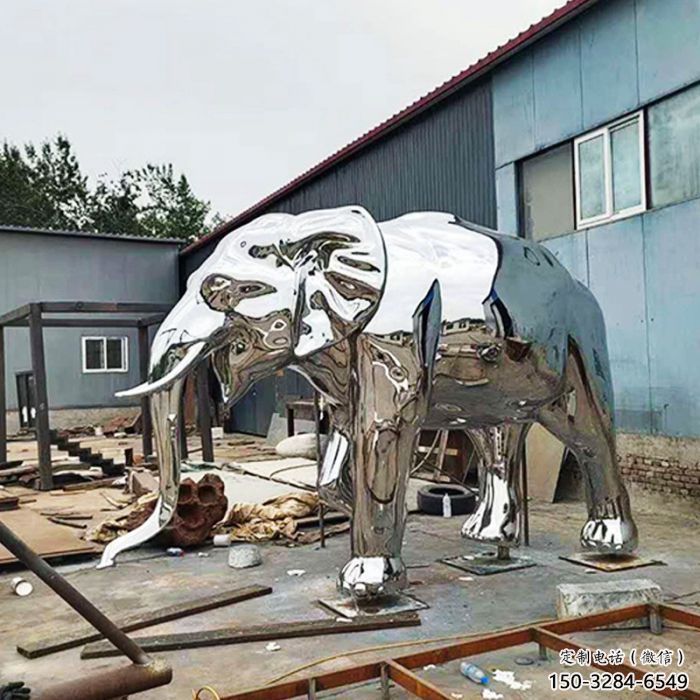大型大象雕塑制作，動物小品，鏡面大象雕塑提供