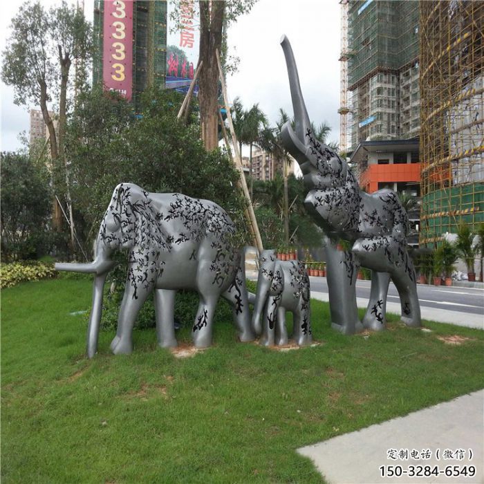 金屬大象雕塑制造，公園雕塑，鏡面大象雕塑展品
