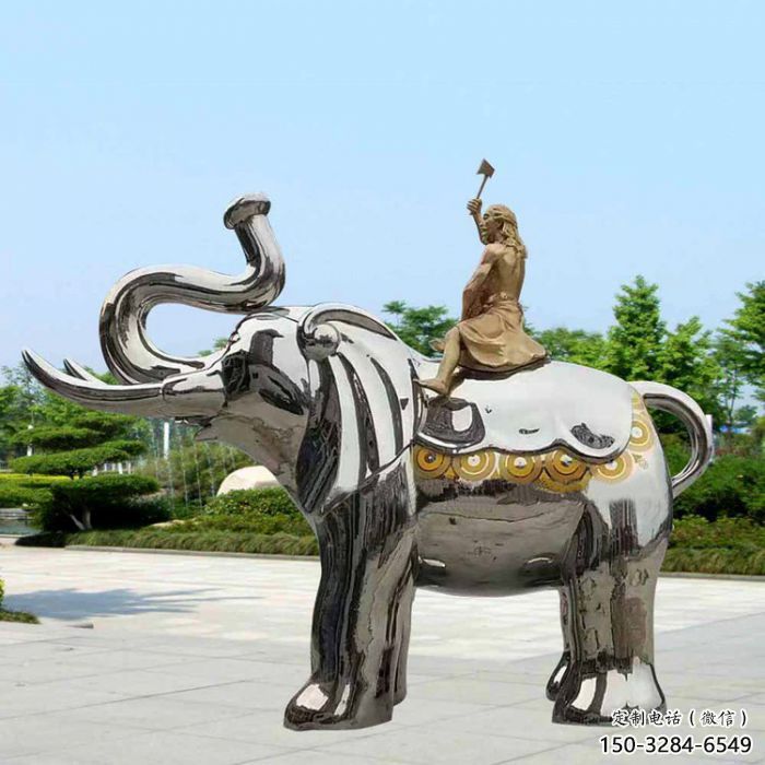 景觀大象雕塑工程選用，美陳雕塑，鏡面大象雕塑展示