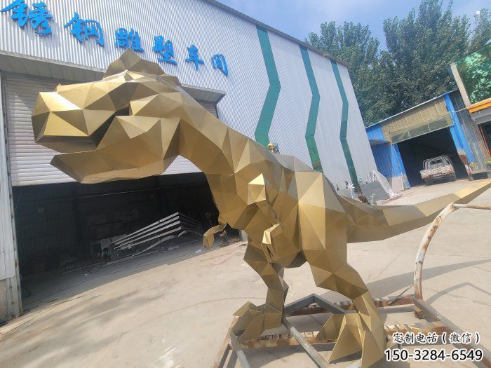 抽象恐龍雕塑供應(yīng)，花園小品，幾何恐龍雕塑制作廠家