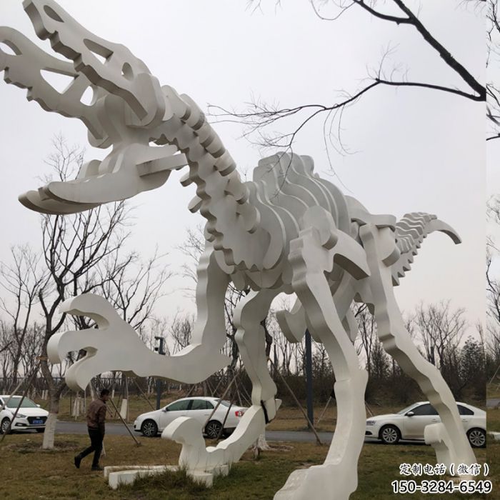 鏤空恐龍雕塑展品，金屬制作，恐龍骨架雕塑精品