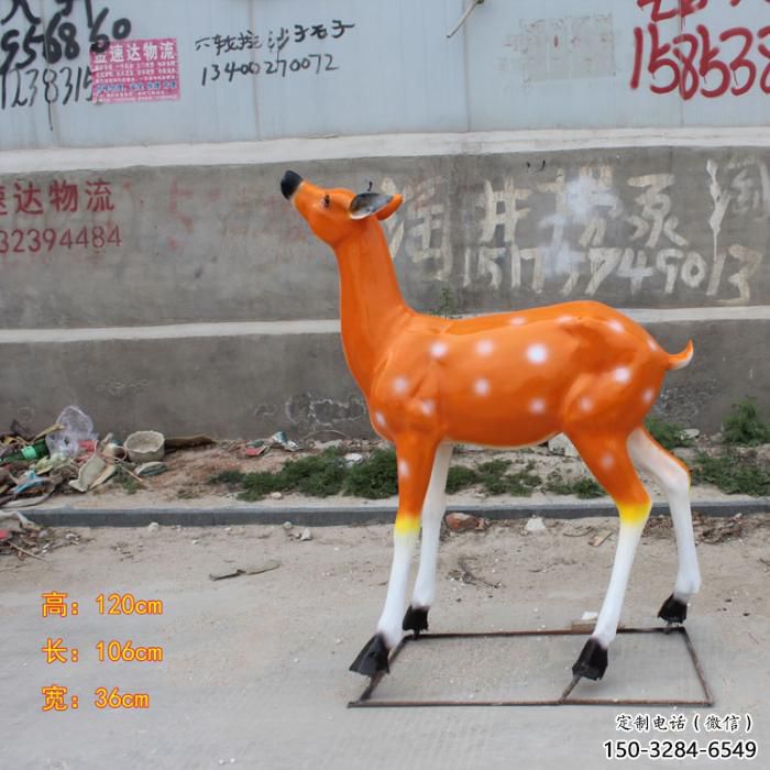 抽象小鹿雕塑，彩繪工藝，玻璃鋼動(dòng)物雕塑廠家