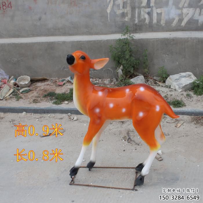 大型小鹿雕塑，彩繪工藝，玻璃鋼動(dòng)物雕塑擺件