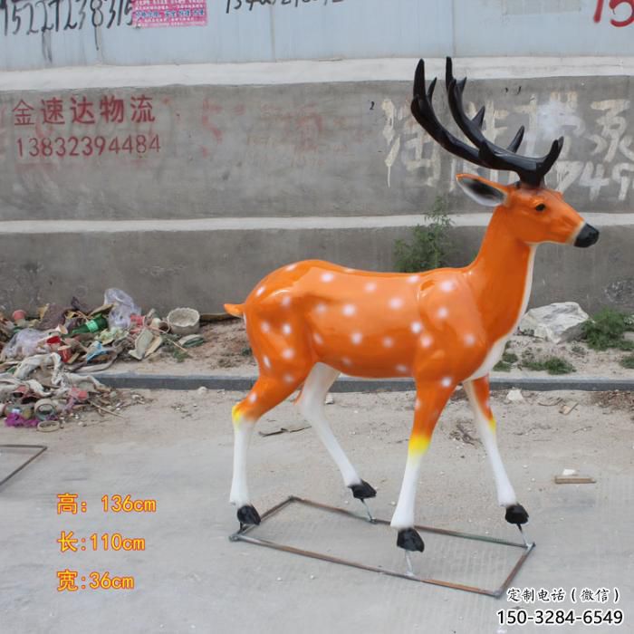 仿真小鹿雕塑，彩繪工藝，玻璃鋼動(dòng)物雕塑廠家