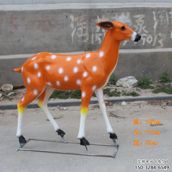 廣場(chǎng)小鹿雕塑，彩繪工藝，玻璃鋼動(dòng)物雕塑廠家