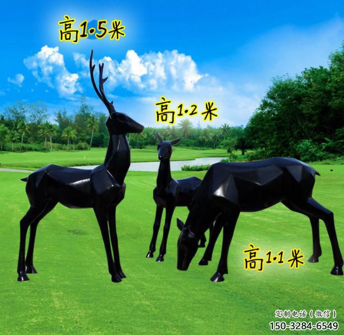 中式小鹿雕塑定價(jià)，街頭雕塑，仿銅小鹿雕塑制作