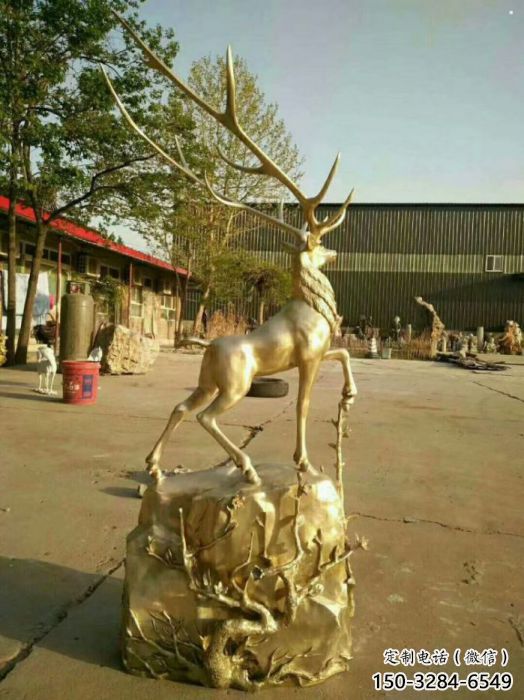 梅花鹿銅雕塑擺件，地標擺件，梅花鹿銅雕塑生產(chǎn)商