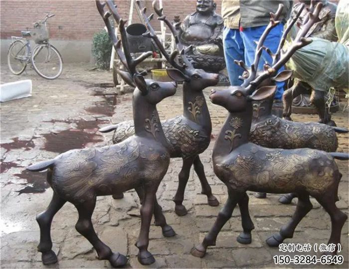 銅小鹿雕塑展品，花園小品，小鹿銅雕塑優(yōu)選