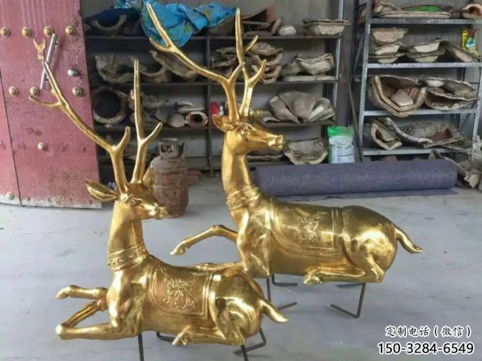 仿古馴鹿雕塑，鍍銅海洋雕塑，鍍銅工藝